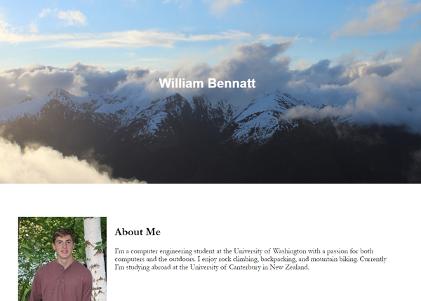 screenshot of my first website