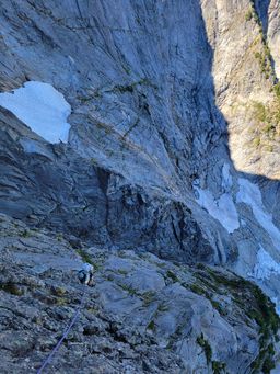 climbing though the overhang
