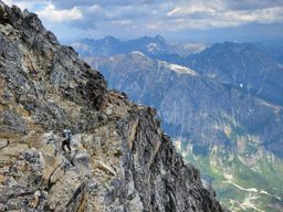 Scrambling off the summit